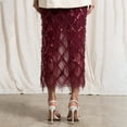 thumbnail image 5 of Samdudou Womens Maxi Skirts High Waisted Sequined Split Mesh Skirt Elastic Waist Plaid See-Through Beachwear for Party, 5 of 5