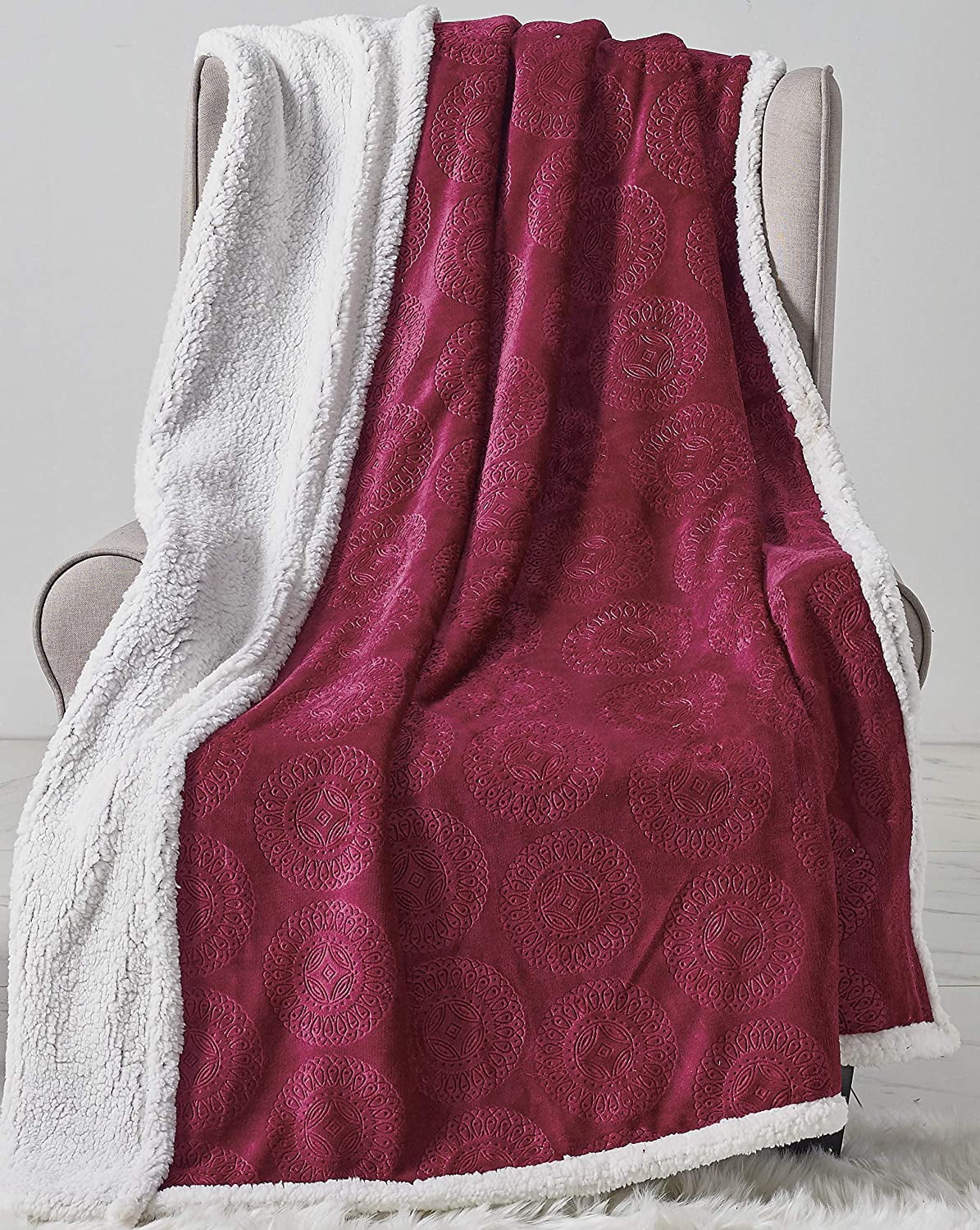 "Manta de lana Caesar Sherpa acurrucada tirada cálida para silla, sofá 50""x60" - Imagen 4 de 15