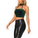 thumbnail image 4 of Camiseta sin mangas de terciopelo con cuello halter y espalda descubierta INSPIRE CHIC para fiestas de mujeres, top corto punk L Verde, 4 of 5