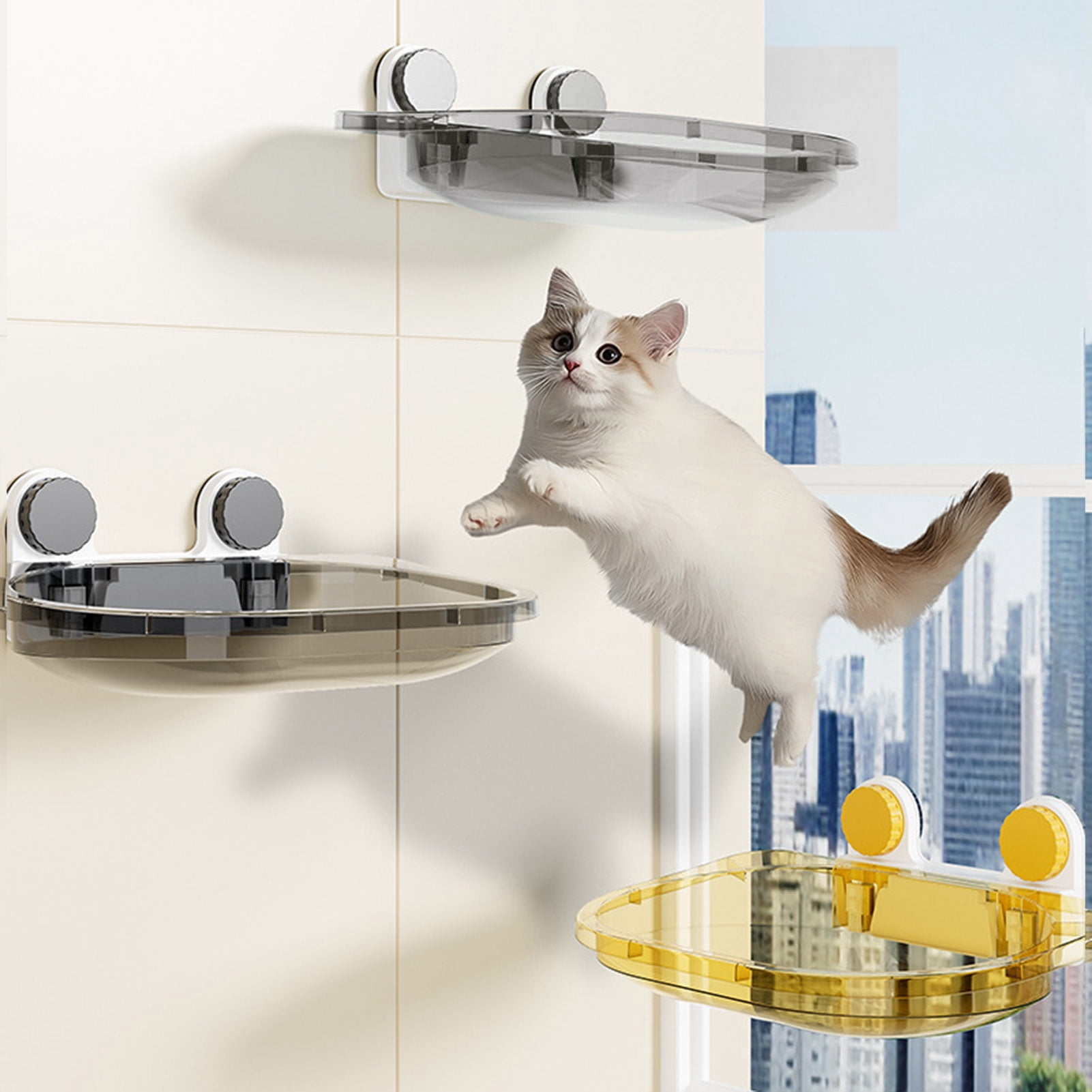 YIFAEUX Cat Window Hammock Bed Strong Load-Bearing Cozy Perch for Feline Naptime Transparent Space Capsule for Sunbathing Cleaning