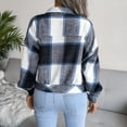 thumbnail image 5 of Womens Flannel Shacket Jacket Casual Plaid Wool Blend Button Down Long Sleeve Shirt Fall Clothes Outfits, 5 of 5