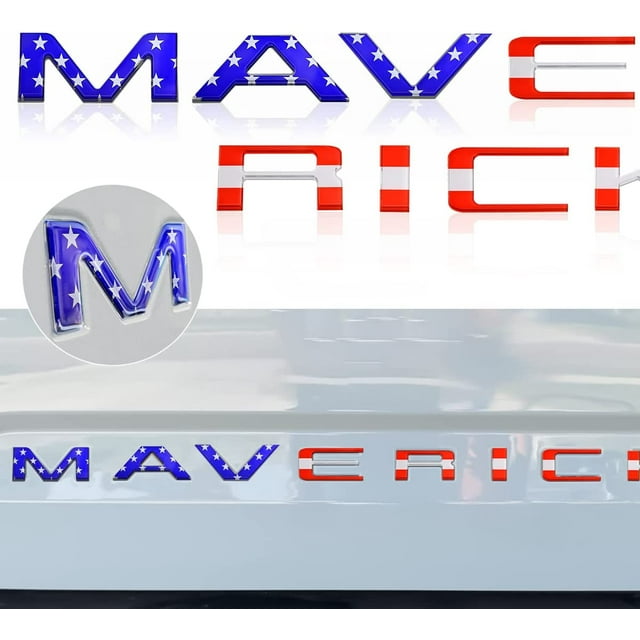 GHSDFBB Tailgate Inserts Letters Compatible for 2022 2023 Ford Maverick,3D Raised & Strong Adhesive Decals Letters Rear Emblem Decal Sticker Compatible for Maverick Accessories-American Flag