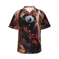 thumbnail image 1 of Balery Red Panda Autumn Branches Camisas hawaianas de manga corta para hombre, camisas playeras de corte holgado, camisas de vacaciones con botones,3X-Large, 1 of 7