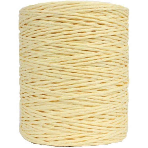 Namzi Cotton Raffia Yarn, 280m Yellow Natural Raffia Crochet Yarn - Summer Hat Making Yarn, Beach Bag Crochet Material, Rayon Knitting Yarn