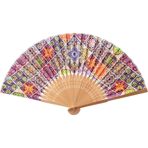 Hltser Hand Fan Bamboo Leopard Printed Folding Fan Cotton For Party Wedding Gift with Fan Cover