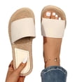 thumbnail image 6 of HomeDM Women's Flat Sandals Espadrilles Open Toe Slide Sandals Dressy Comfortable Slip On Summer Beach Sandals, White Size 5.5, 6 of 9