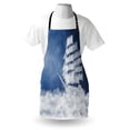 thumbnail image 3 of Nautical Apron A Yacht in the Ocean Made and Shaped with Fluffy Clouds Atmospheric Imaginary Sky, Unisex Kitchen Bib Apron with Adjustable Neck for Cooking Baking Gardening, Blue White, by Ambesonne, 3 of 3