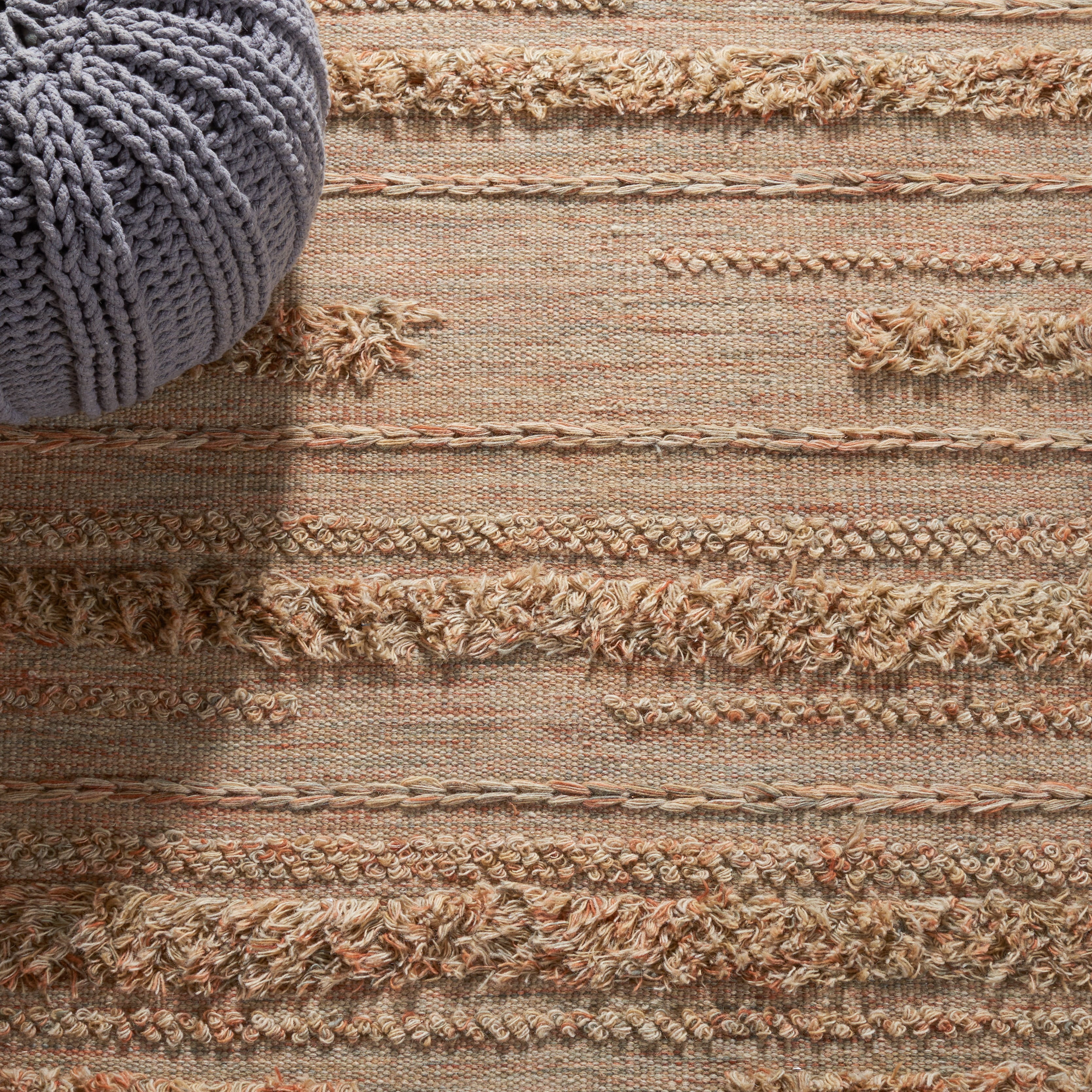 SAFAVIEH Vermont Zavanna Striped Area Rug, Beige/Orange, 6' x 6' Square