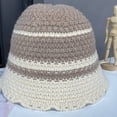 thumbnail image 4 of CoCopeaunts Women Crochet Bucket Hat Piece Color White Strips Knit Hat Autumn Winter Trendy Outdoor Wide Brim Cold Proof Cap, 4 of 8
