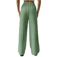 thumbnail image 4 of TANBOM Wide Leg Wrinkle Texture Rayon Women's Casual Pants Green (Women's S), 4 of 4