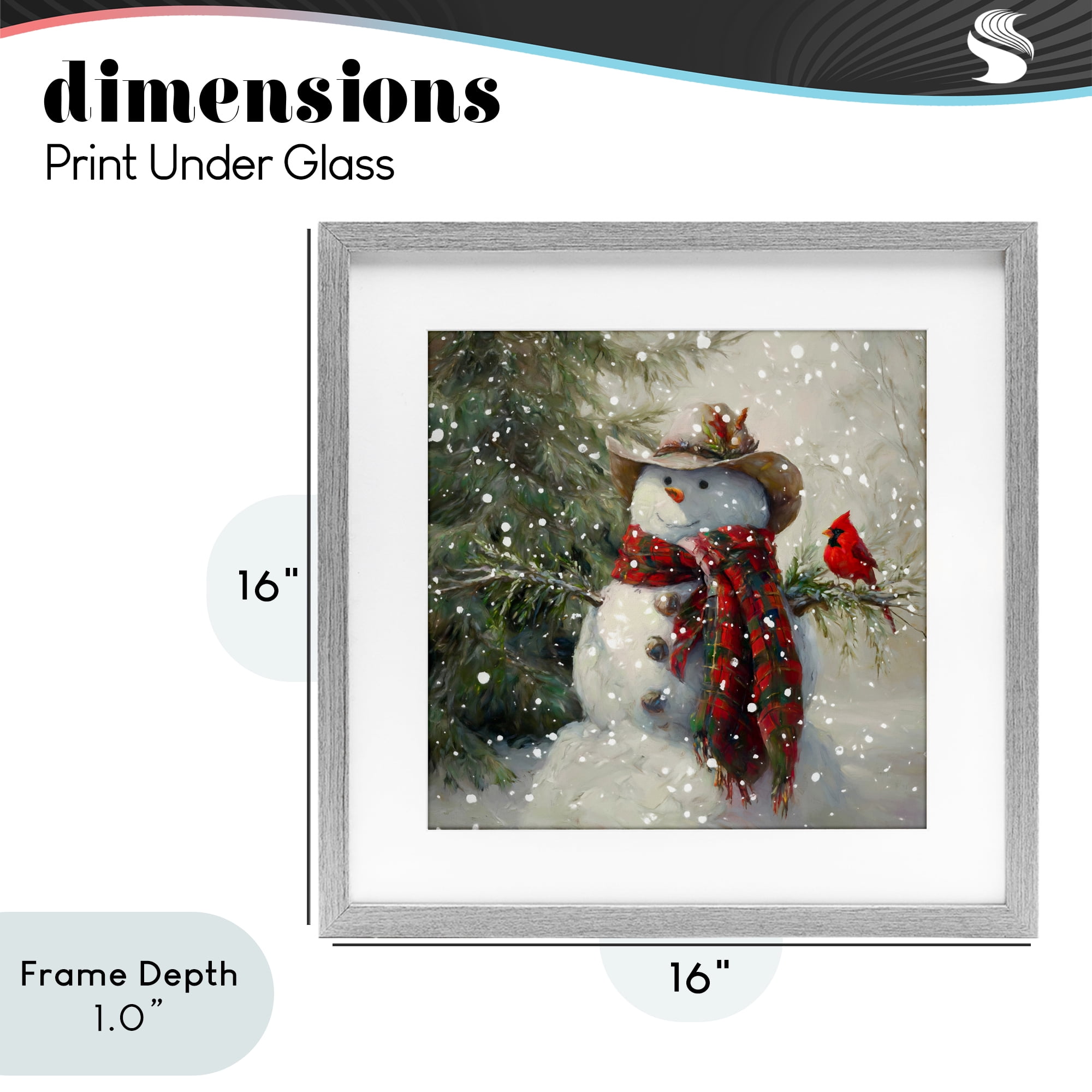 Stupell Industries Cowboy Snowman & Cardinal Gray Framed Print Under Glass, design by Tina LeCour