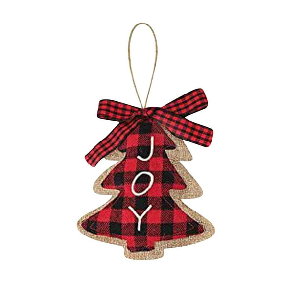 Plaid Christmas Ornaments under 5! CQCYD Red Lattice Christmas Ornaments, Cloth Hanging Decor for Christmas Tree, Festive Holiday Home Decoration with Bells and Snowflakes