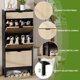 thumbnail image 4 of Freestanding shoe organizer con 3 flip fluted doors y 1 cajón - narrow de madera shoe rack con metal legs para front door entrance, 4 of 8
