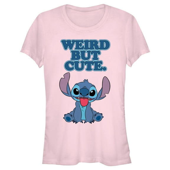 Junior's Lilo & Stitch Weird but Cute Graphic Tee Light Pink 2X Large