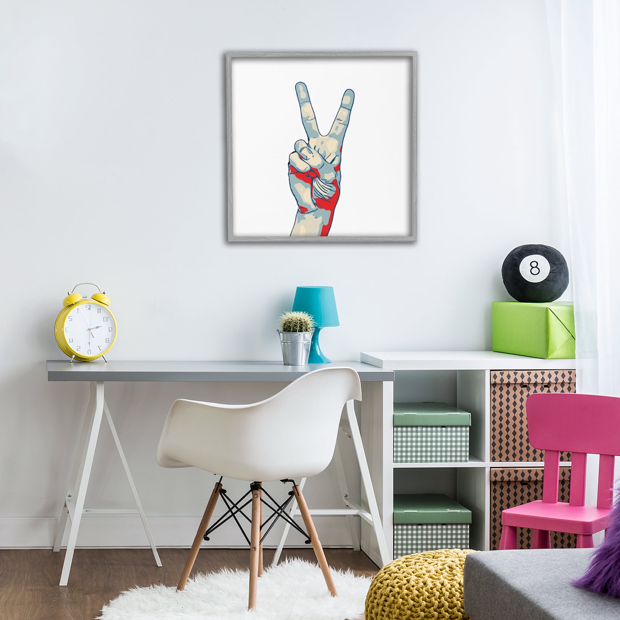 Stupell Industries Pop Style Peace Gesture Gray Framed Giclee Art, design by Kim Curinga