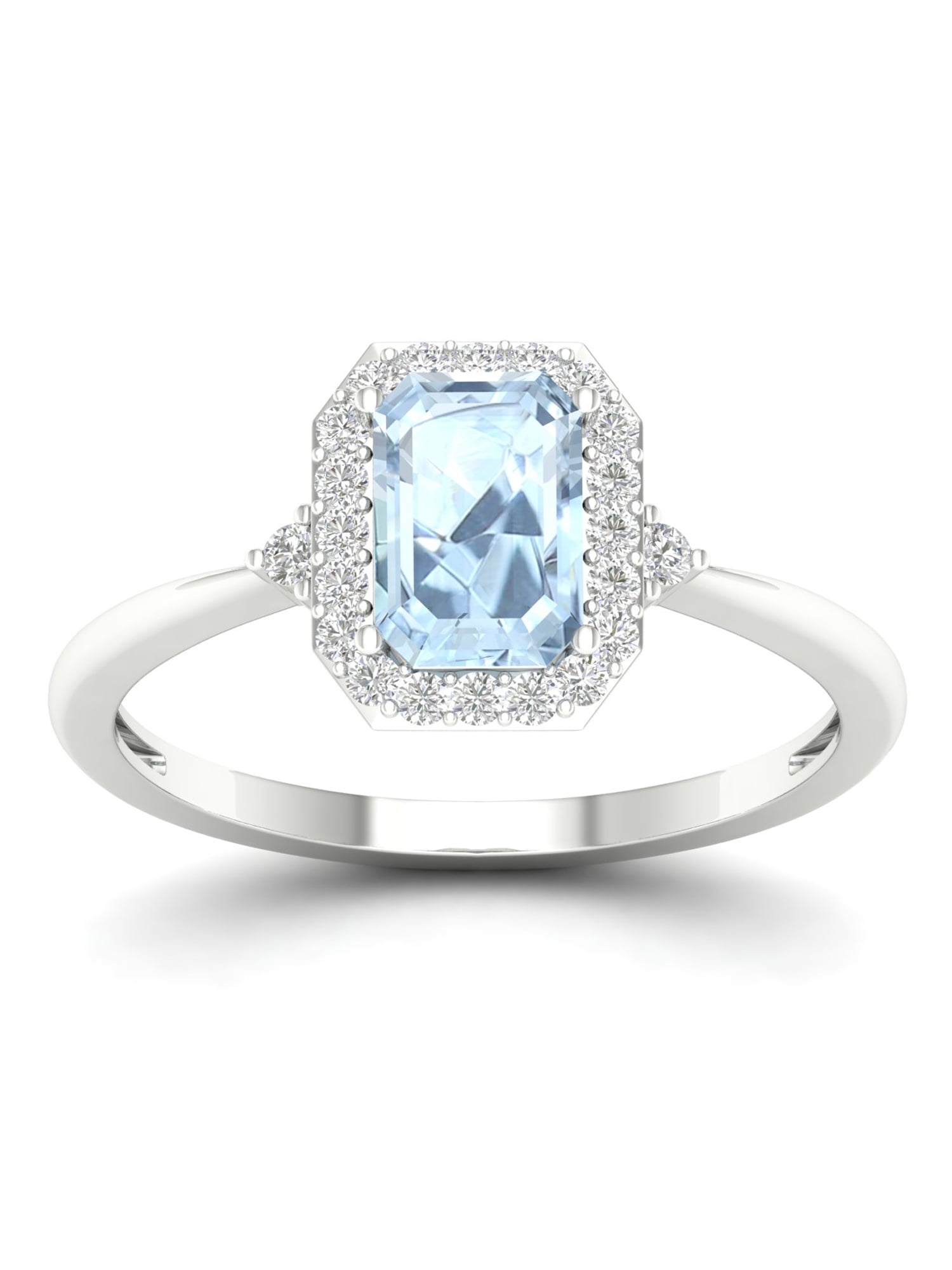 Oval Cut Aquamarine 10K White Gold Solitaire Engagement Ring 