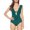 Fern, variant on Becca by Rebecca Virtue Women's Ruffle Plunge One Piece Swimsuit, Fern, Large