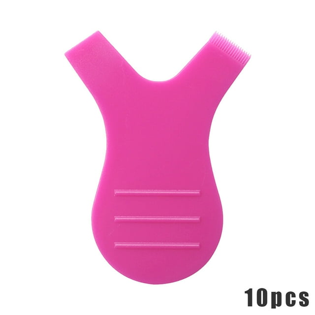 10pcs/bag Eyelash Brushes Plastic Eyelash Lifting Perm Comb Y Perm Tools Eyelash Lifting Shape Portable Makeup Tools, Rose Red