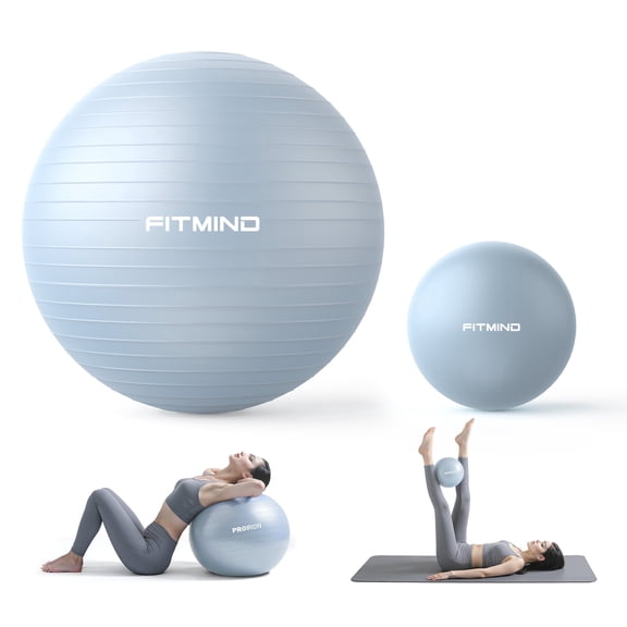 FITMIND Exercise Balls Set 22"& 10" for Yoga and Pilates, Anti-Burst, Parent-Baby Hours, Hand Pump, Blue