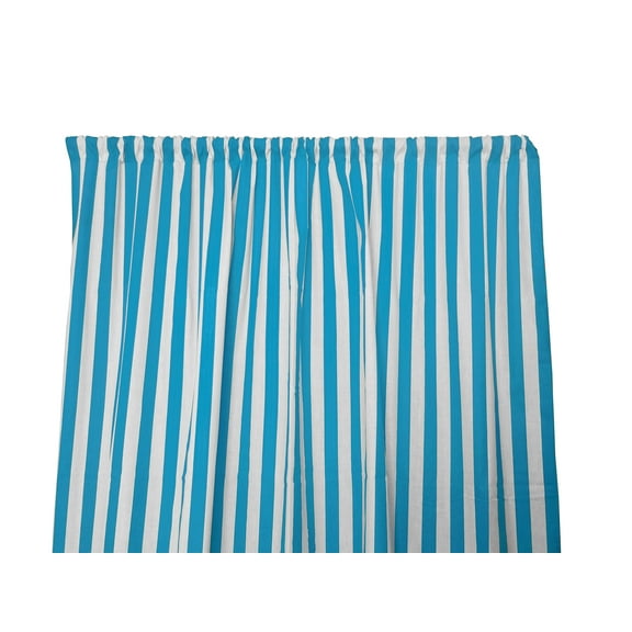 Cotton Curtain Stripe Print 58 Inch Wide /1 Inch Stripe Turquoise and White