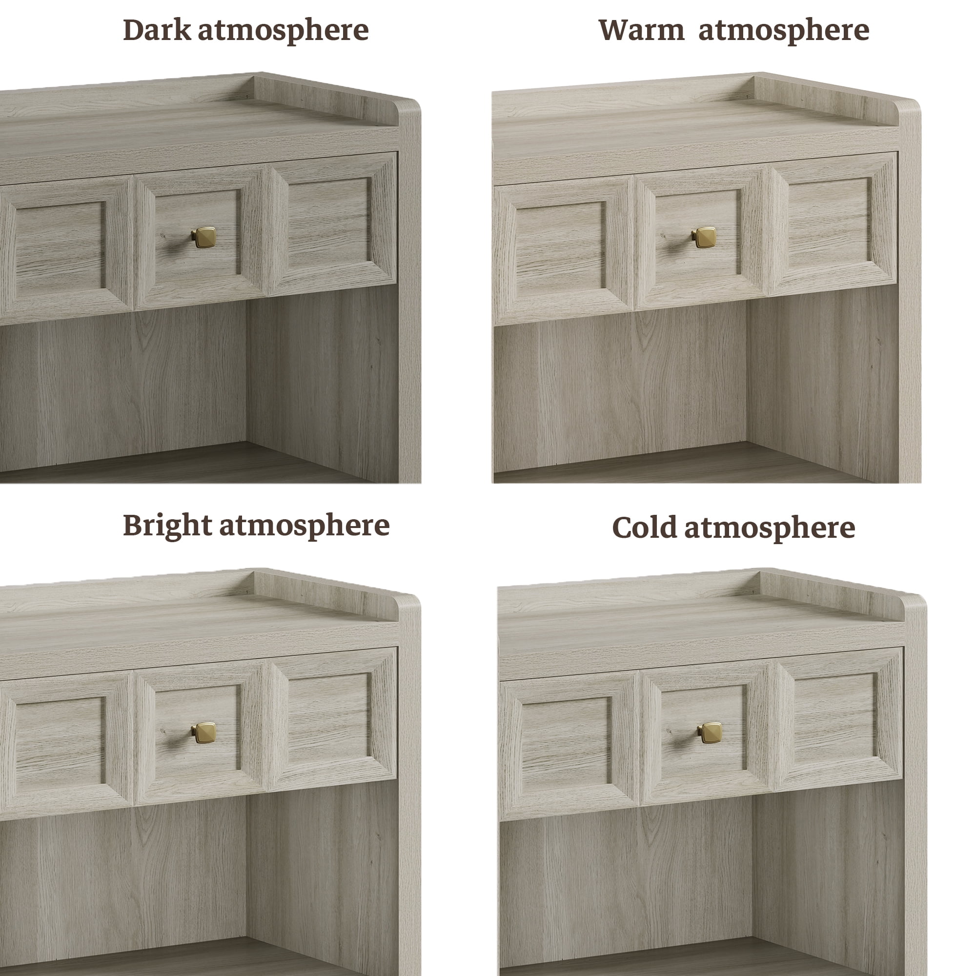 SICOTAS 31" W Farmhouse Nightstands Set of 2, Big nightstands with Drawer & Open Shelves, Large Bedside Table, End table for Bedroom, Living Room, White Oak