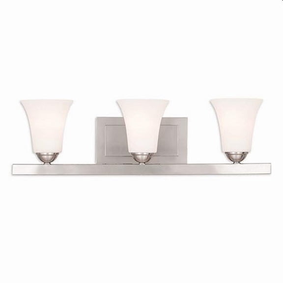 3 Light Bathroom Light in Traditional Style 25.25 inches Wide By 7 inches High-Brushed Nickel Finish Bailey Street Home 218-Bel-2255980