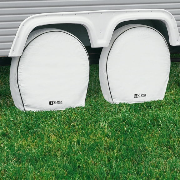 Classic Accessories Over Drive Deluxe RV Wheel Cover, Wheels 21"-24" Diameter, White