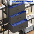 thumbnail image 6 of Casendy Large Arched Bookcase with 3 Storage Drawers, 83" Tall 5 Tier Metal Frame Bookshelf, Display Storage Shelf Book Shelf for Living Room, Black, 6 of 9