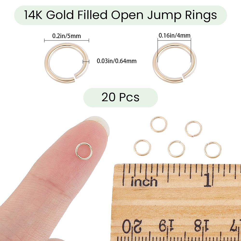 20Pcs Brass Open Jump Rings Real 14K Gold Filled 5x0.64mm Inner Diameter: 4mm