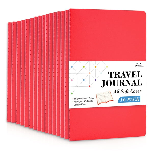 Paquete de 16 Cuadernos de Tapa Blanda a Granel Feela Cuadernos Forrados con Rayas Universitarias para el Trabajo para Mujeres y Niñas Escribiendo Diario de Viaje en Blanco Cuaderno para Tomar Notas S