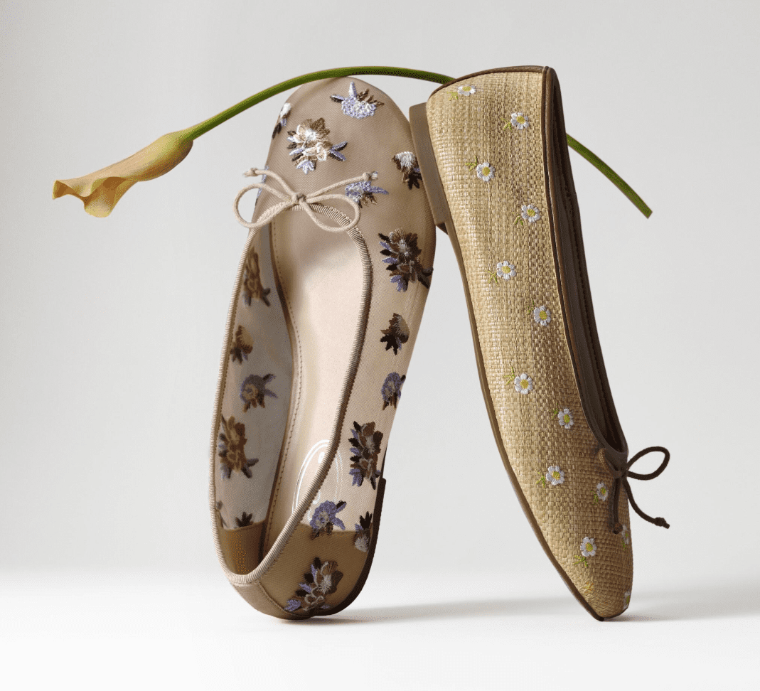 Free Assembly Women's Raffia Daisy Ballet Flats with Bow