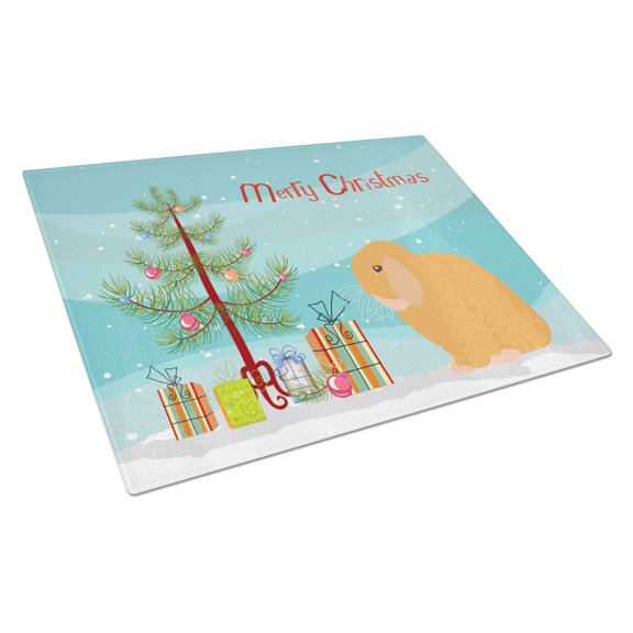 Caroline's Treasures Holland Lop Rabbit Christmas Glass Cutting Board Large