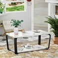 Beautiful Modern Wood, White Faux Marble Coffee Table with Storage ...