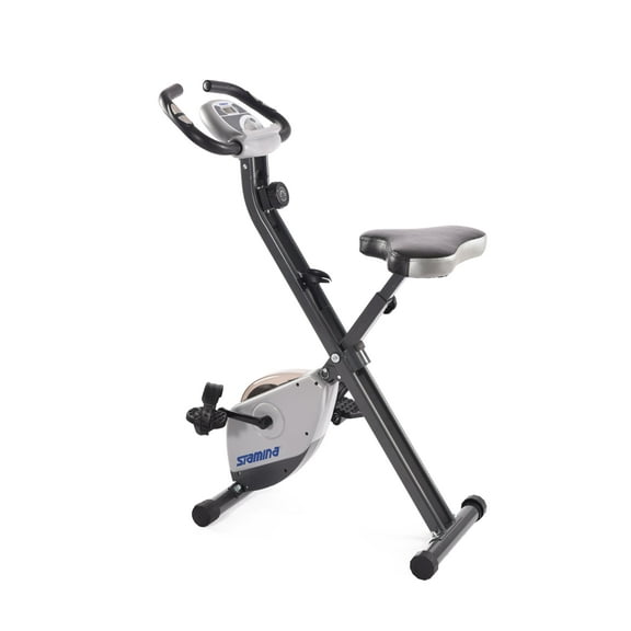 Stamina Cardio Folding Exercise Bike with Heart Rate Sensors and Extra Wide Padded Seat