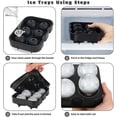 thumbnail image 5 of Paquete de 3 bandejas redondas grandes de silicona para cubitos de hielo, bandejas de hielo para congelador con tapa, bandejas de hielo cuadradas con forma de panal (negro), 5 of 5