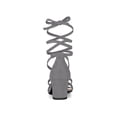 thumbnail image 4 of BLISSFUL STEP Women's Open Toe Lace up Sandals Mid Block Heels Sandals Grey 10, 4 of 8