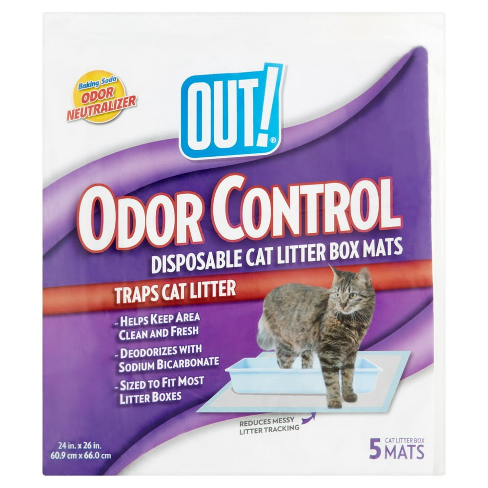 Out! Odor Control Disposable Traps Cat Litter Box Mats, 5 Count