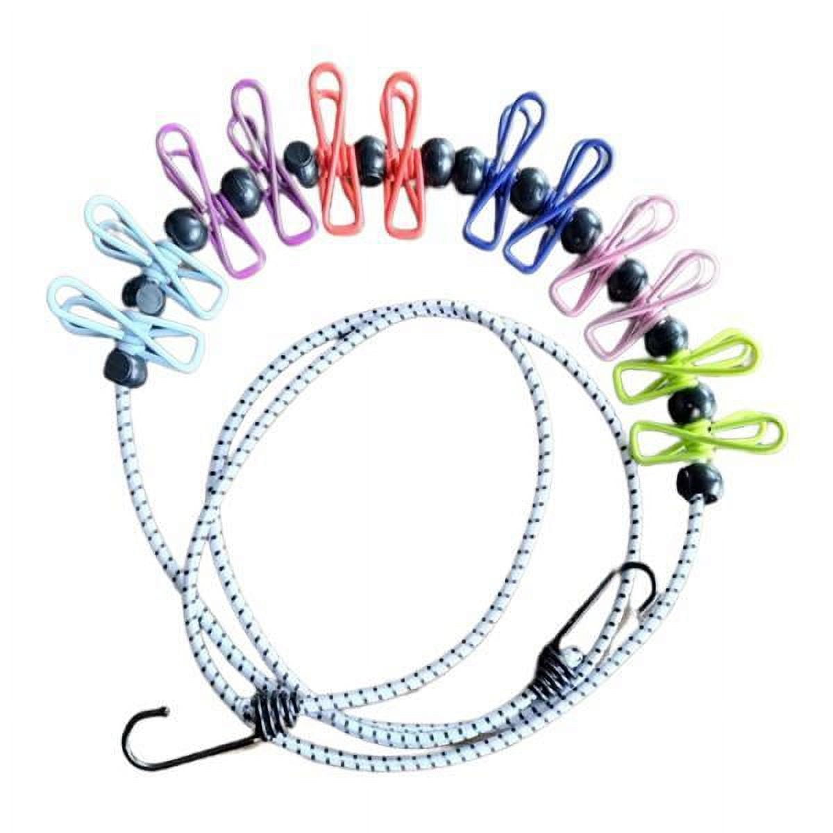 deevoka 2xStretchy Retractable Elastic Laundry Clothes Line for Hotel Camping Backyard Colorful
