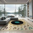 thumbnail image 2 of ODIKA 8'x10' Washable Area Rug Vinyl Record Vintage Turntable Motif Soundwave Music Retro Note for Living Room, Under Sectional, Family , Durable, Non-Slip, 2 of 7