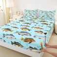 thumbnail image 5 of Manfei Cartoon Fish Queen Sheets, Marine Animal Queen Sheet Sets, Light Blue, 4pcs, 1 Flat Sheet, 1 Fitted Sheet and 2 Pillowcases, 5 of 6