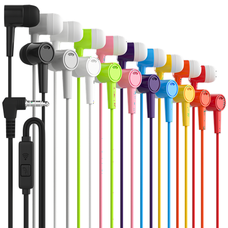 Bulk Earbuds with Microphone, Wired in-Ear Earbuds with 3.5 mm Headphone Plug Compatible with iPhone, Android Smartphones, Laptops, PCs, Chromebook, Gaming Walkman (200 Pack, Multi Color)