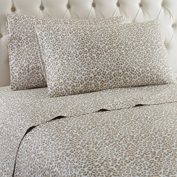 Micro Flannel® Printed Color Sheet Set, Queen, Leopard