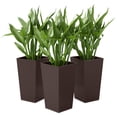 thumbnail image 4 of Outsunny Set of 3 Tall Planters, 24" Rattan-Style Outdoor Flower Pots with Drainage Hole and Plug, PP Plastic Plant Pots for Indoor Outdoor Use, Brown, 4 of 10