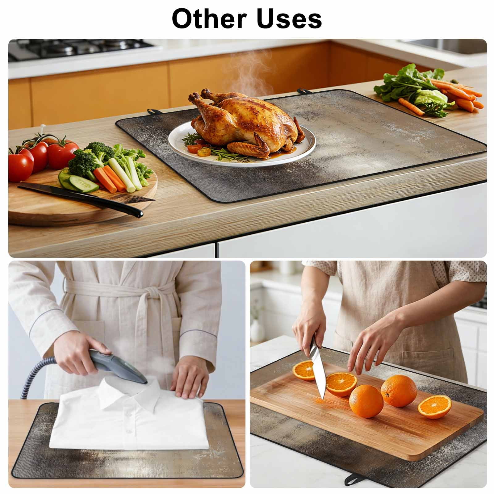 Brown Stove Top Cover for Electric Stove, Heat-proof & Non Slip Glass Top Stove Cover Protector, Modern Abstract Art Oil Painting Ombre Kitchen Flat Cooktop Rubber Mat 24x21 Inches