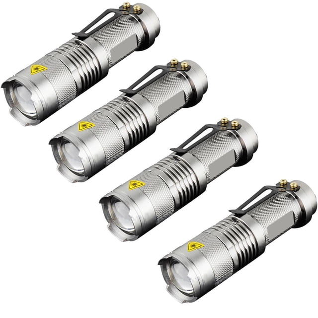 Linternas LED Resistente Militar VentDepot LightTechSilver 4 Pzs Gris 2000 lm 50m 1xAA
