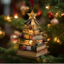 HHGBAD Mini Book Christmas Tree Ornament, Festive Holiday Decor, Literary-Themed Holiday Accent, Lightweight Decoration, Perfect Gift for Book Lovers, Charming Home Decor Piece