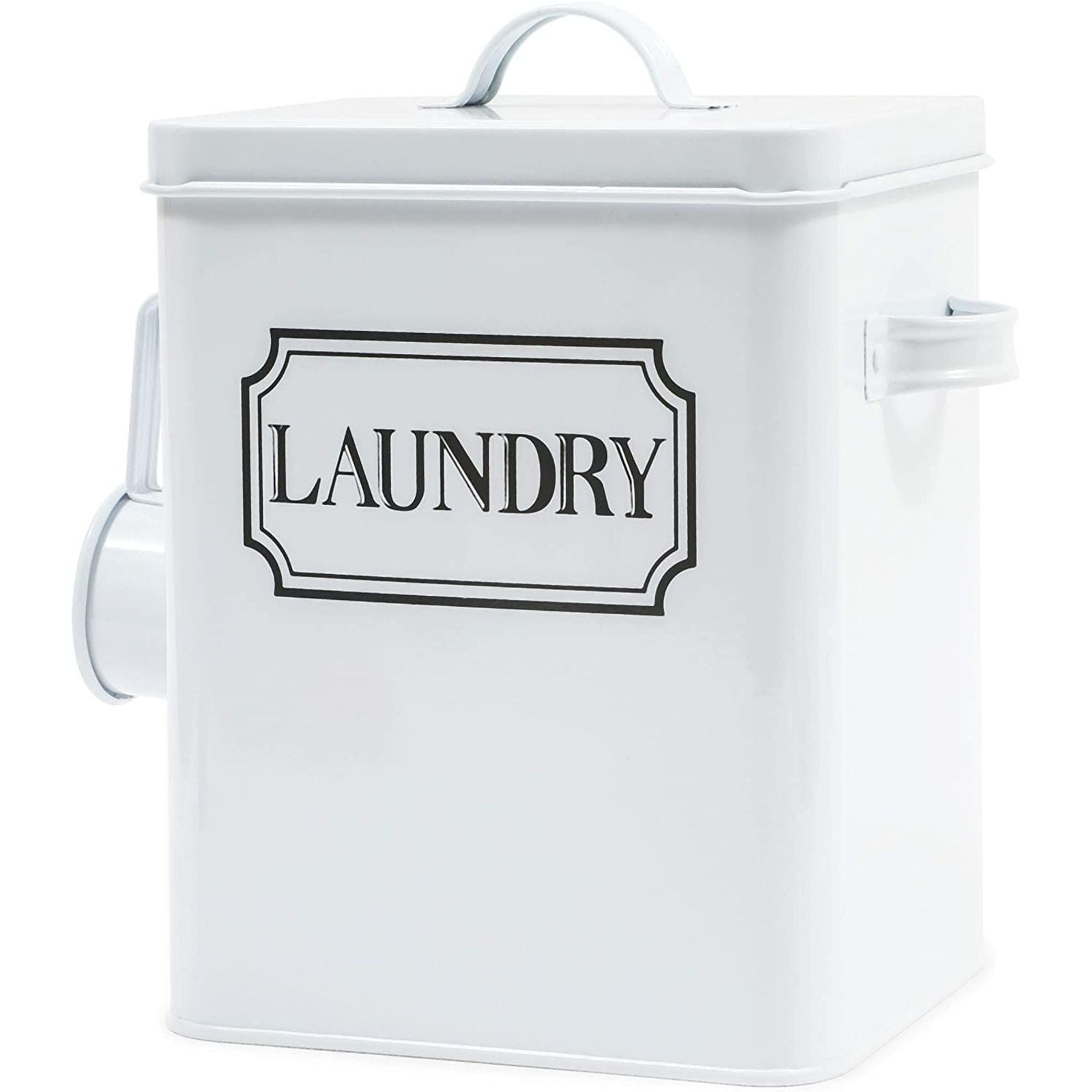 Grey Metal Laundry Washing Powder Storage Tin Canister Laundry Powder Metal Tin 