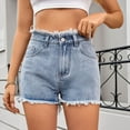 thumbnail image 2 of Laipiong High Waisted Denim Shorts Women Distressed Stretchy Baggy Jean Shorts Hem Casual Short Jeans, 2 of 7