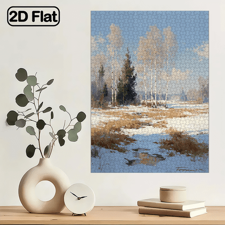 (1000pcs) Adult Mini Jigsaw Puzzle, with Snow Creek Birch Forest Design - Scratch-Resistant, Challenging, Suitable for Adults, Family Entertainment, Home Decoration, Halloween, Christmas, And G