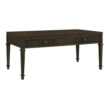 Olliix Kenna Fluted Solid Wood Coffee Table with 2 Drawers in Coffee